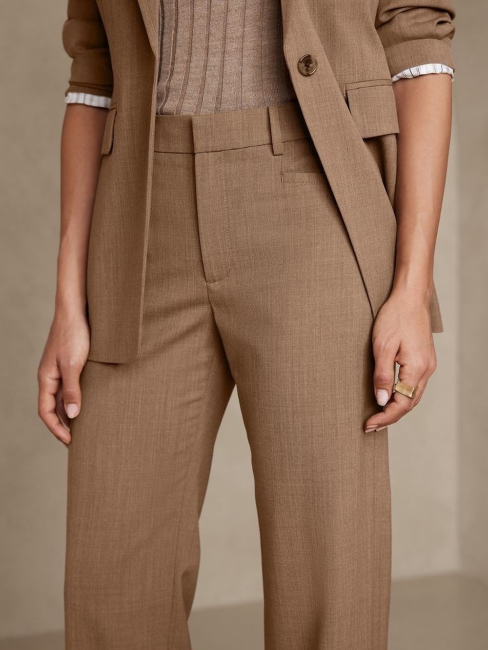 NWT Banana Republic Siena Italian Wool Straight Leg Pants in Camel Brown